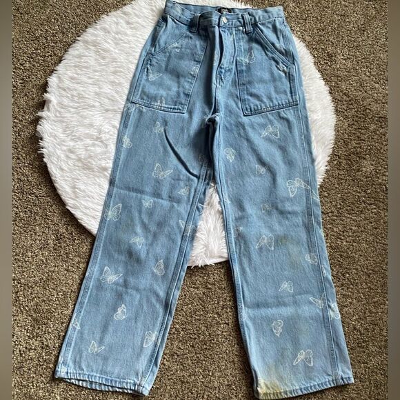 Simple Society Butterfly Jeans Stained Womens Size 5 / 27 - Picture 1 of 9
